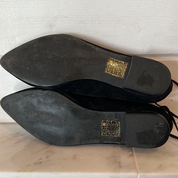 Anthropologie Billy Ella Black Faux Suede Lce-Up Pointy Toe Flats Size 7.5 - Picture 10 of 16
